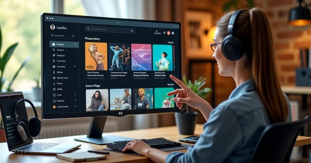 Instrutora apresentando plataforma de cursos online com área de membros personalizada com marca própria