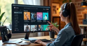 Instrutora apresentando plataforma de cursos online com área de membros personalizada com marca própria