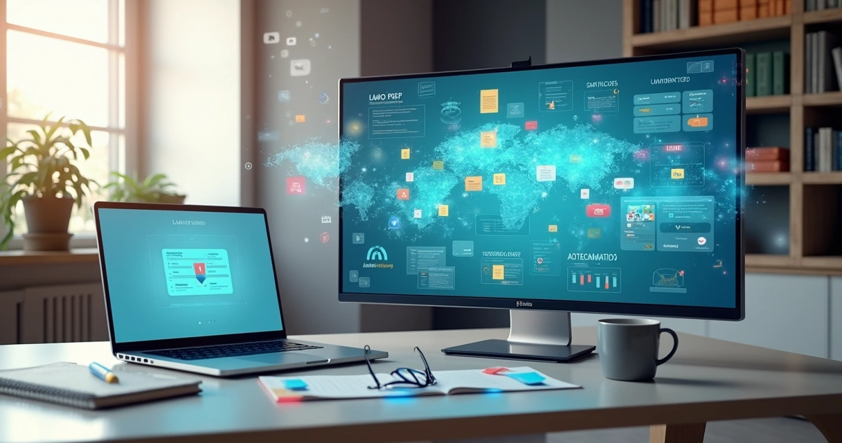 Transição visual de um ambiente de aula digital simples para um painel LMS avançado